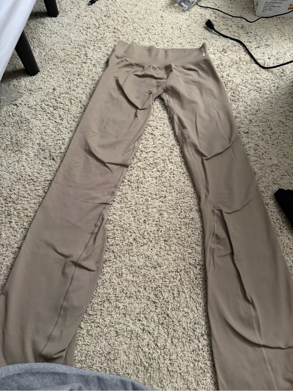 High-Rise Flare Leggings in Taupe